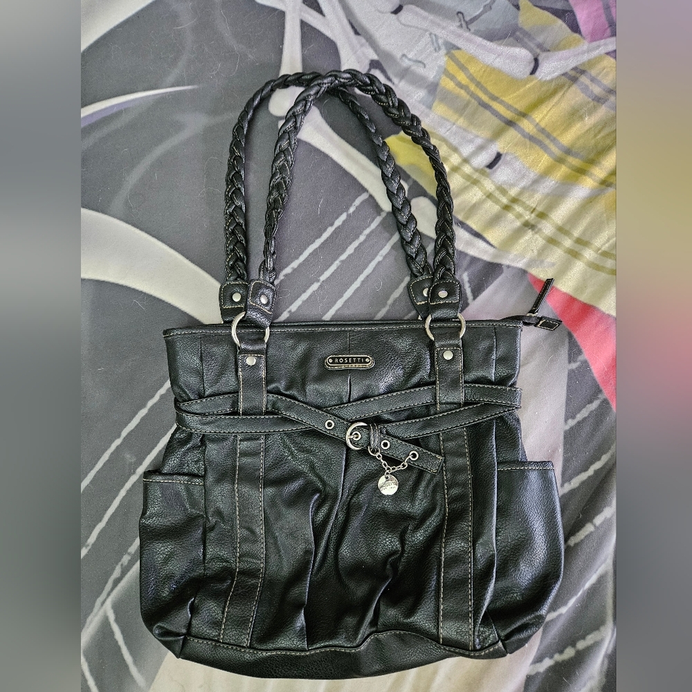 Rosetti Black Shoulder Bag with Braided Handles